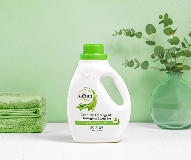 House Cleaning Services using green AspenClean laundry detergent