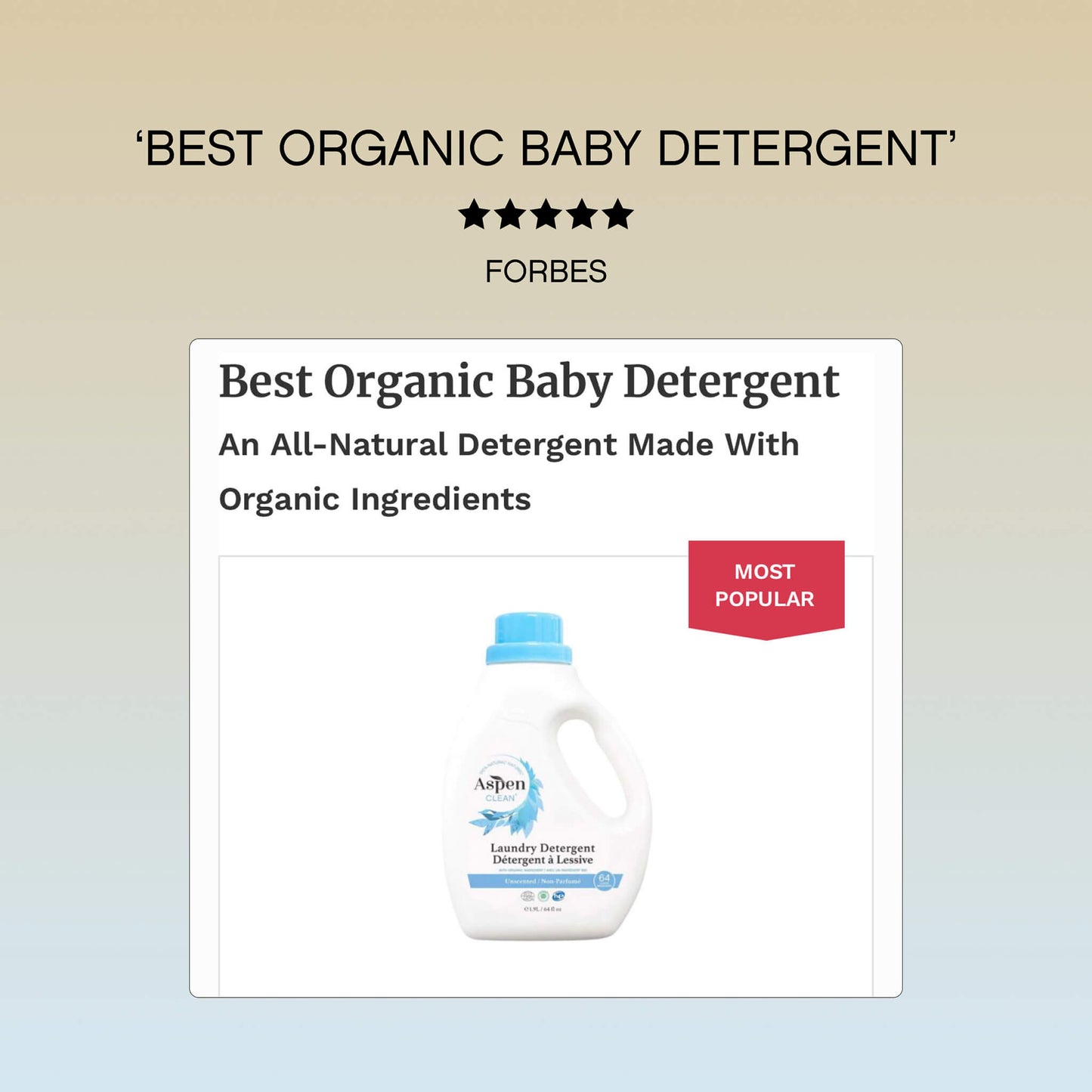 Aspenclean is the Best organic baby detergent rated by Forbes.