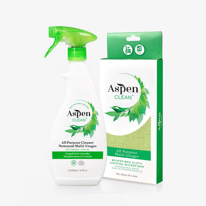 AspenClean All Purpose Cleaner 650ml and Microfiber Cloth Kit