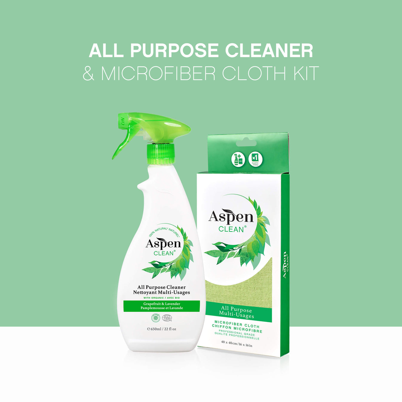 Eco All Purpose Cleaner Kit with Microfiber Cloth AspenClean