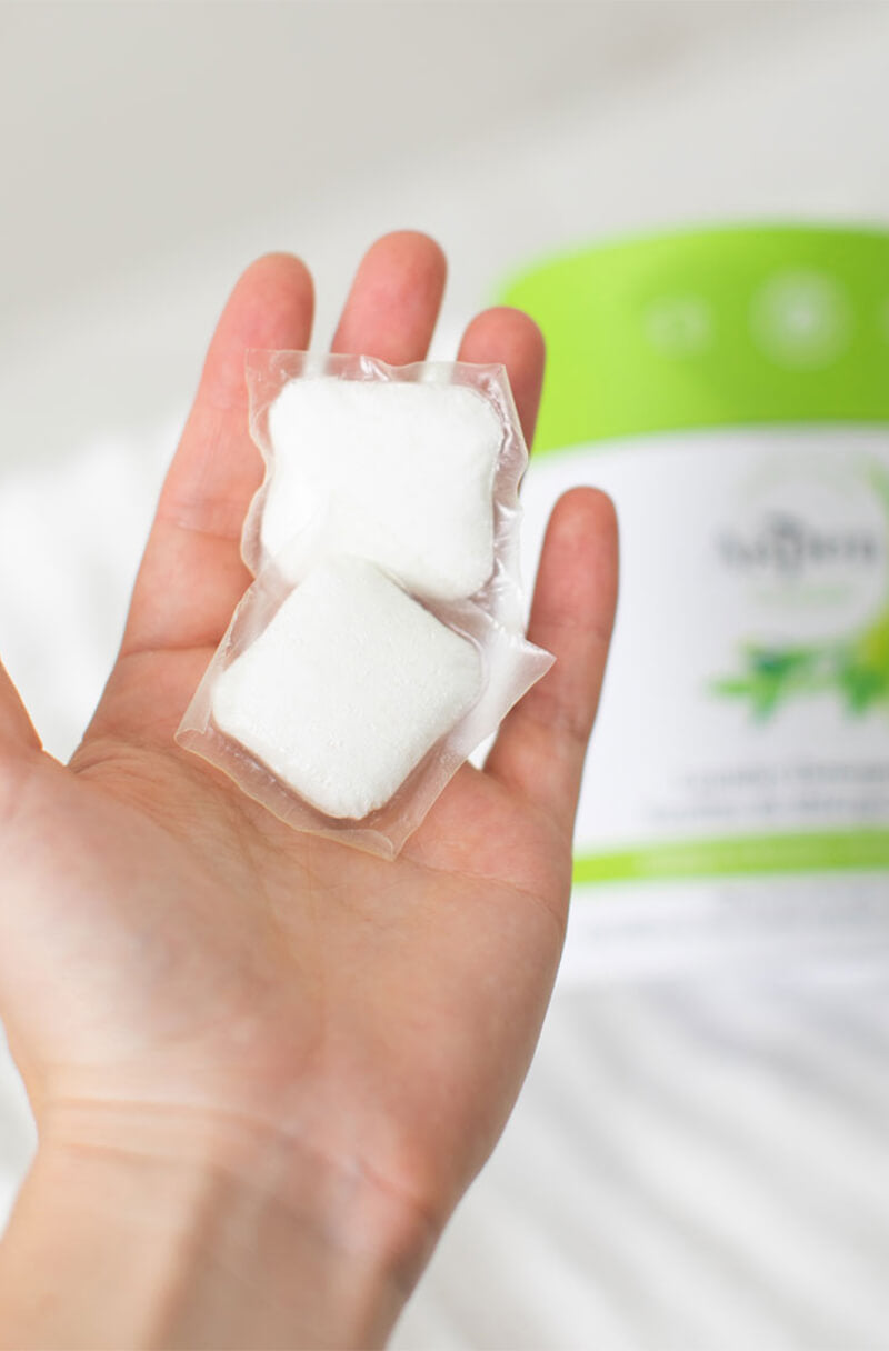 AspenClean Laundry Pods on the hand
