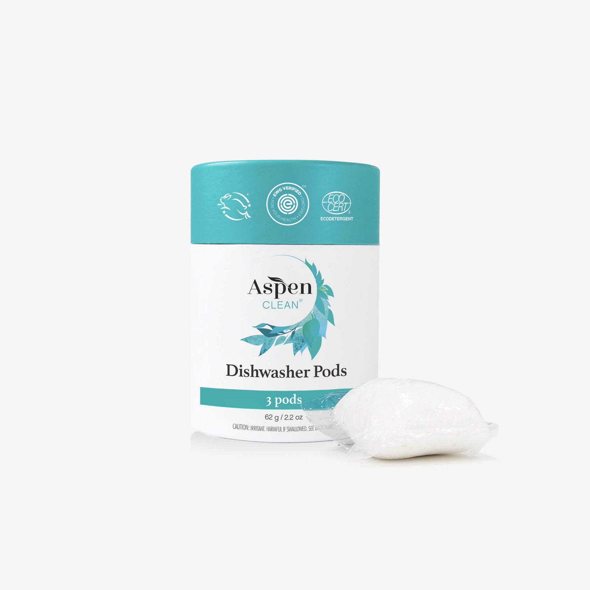 A small, portable pack of AspenClean dishwasher pods, perfect for efficient, eco-friendly dishwashing while traveling.