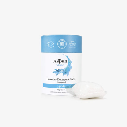 A convenient, travel-sized pack of AspenClean laundry detergent pods, providing an eco-friendly cleaning solution.