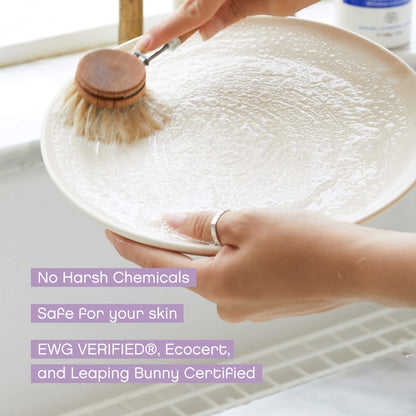 Washing the dishes using AspenClean refill dish soap lavender