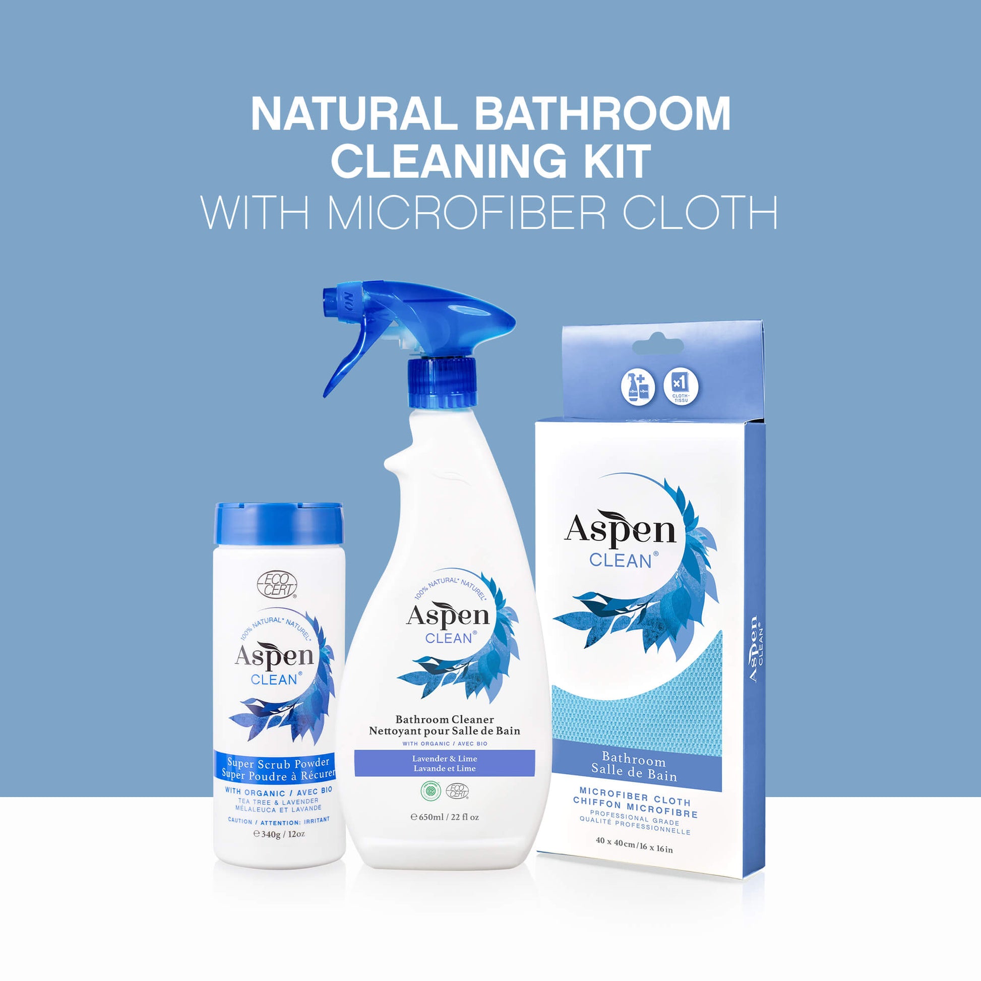 Natural Bathroom Cleaning Kit with Microfiber Cloth