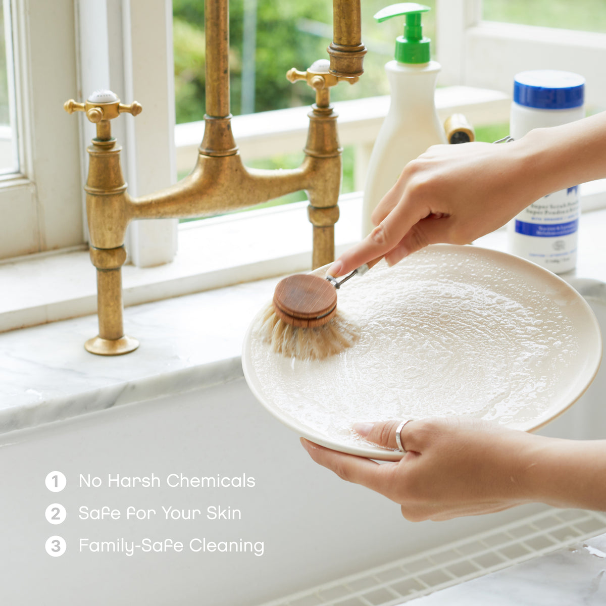 Washing the dishes using AspenClean refill dish soap Unscented
