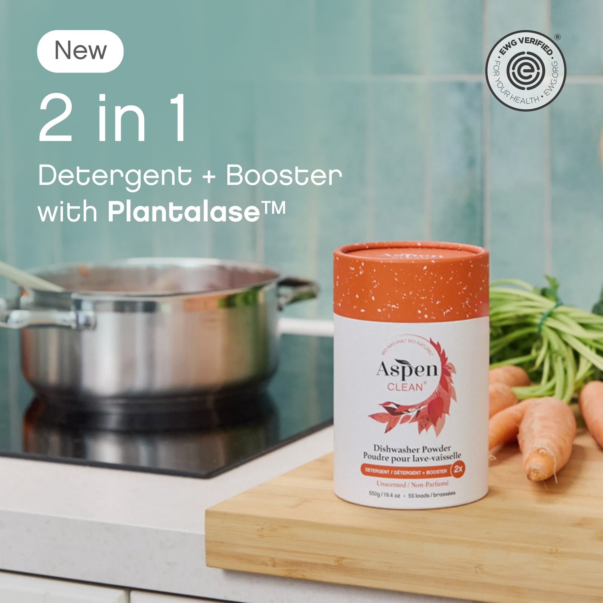 Dishwasher Powder 2 in 1 Detergent and booster