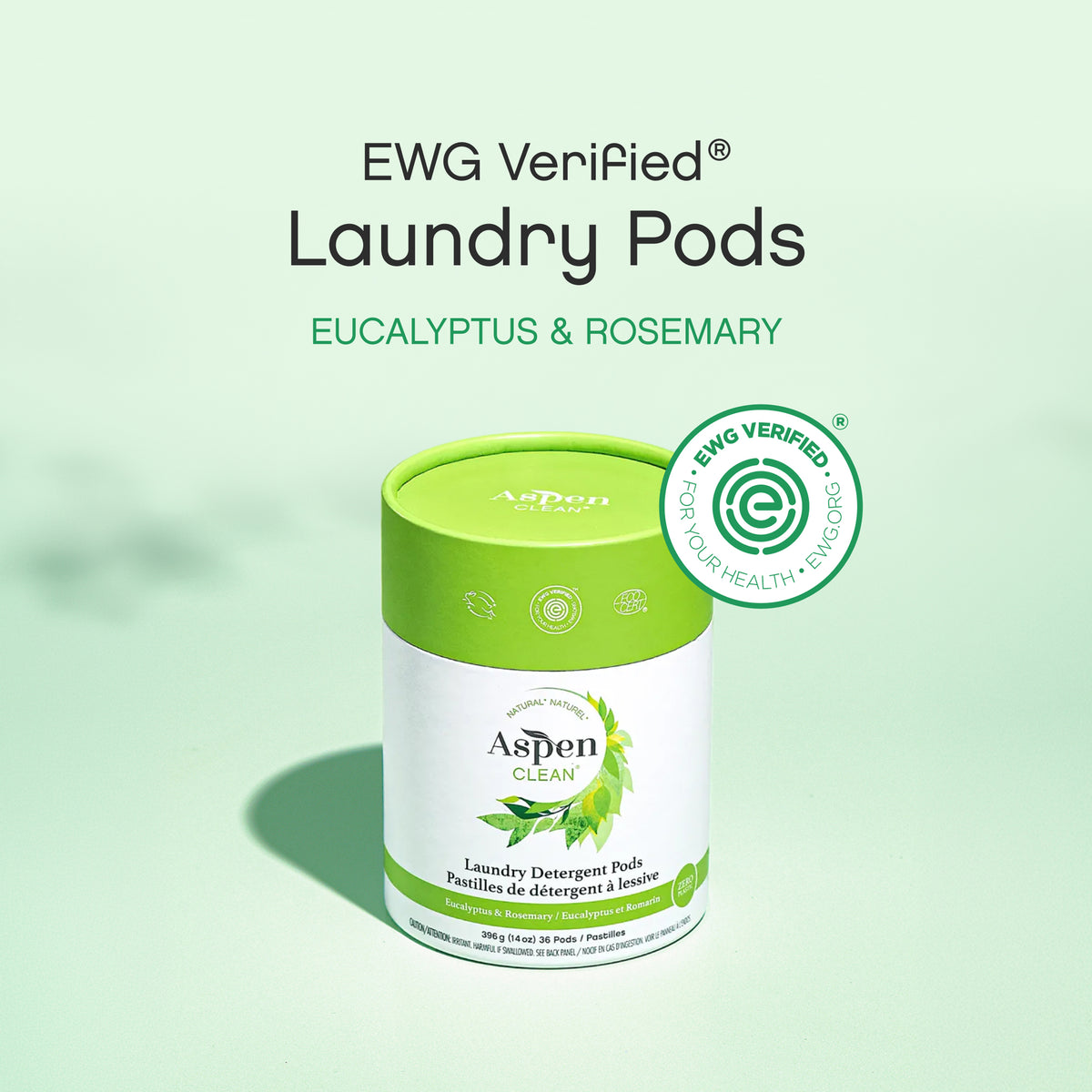 Aspen Clean Laundry Pods in Eucalyptus & Rosemary scent is EWG Verified