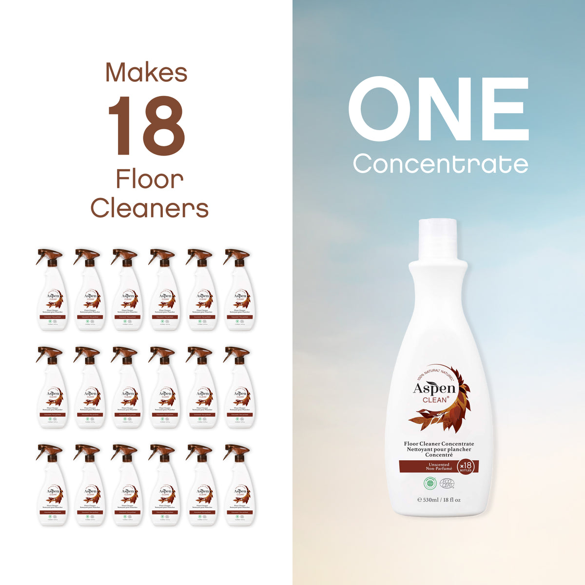 AspenClean Floor Cleaner Concentrate makes 18 floor cleaners