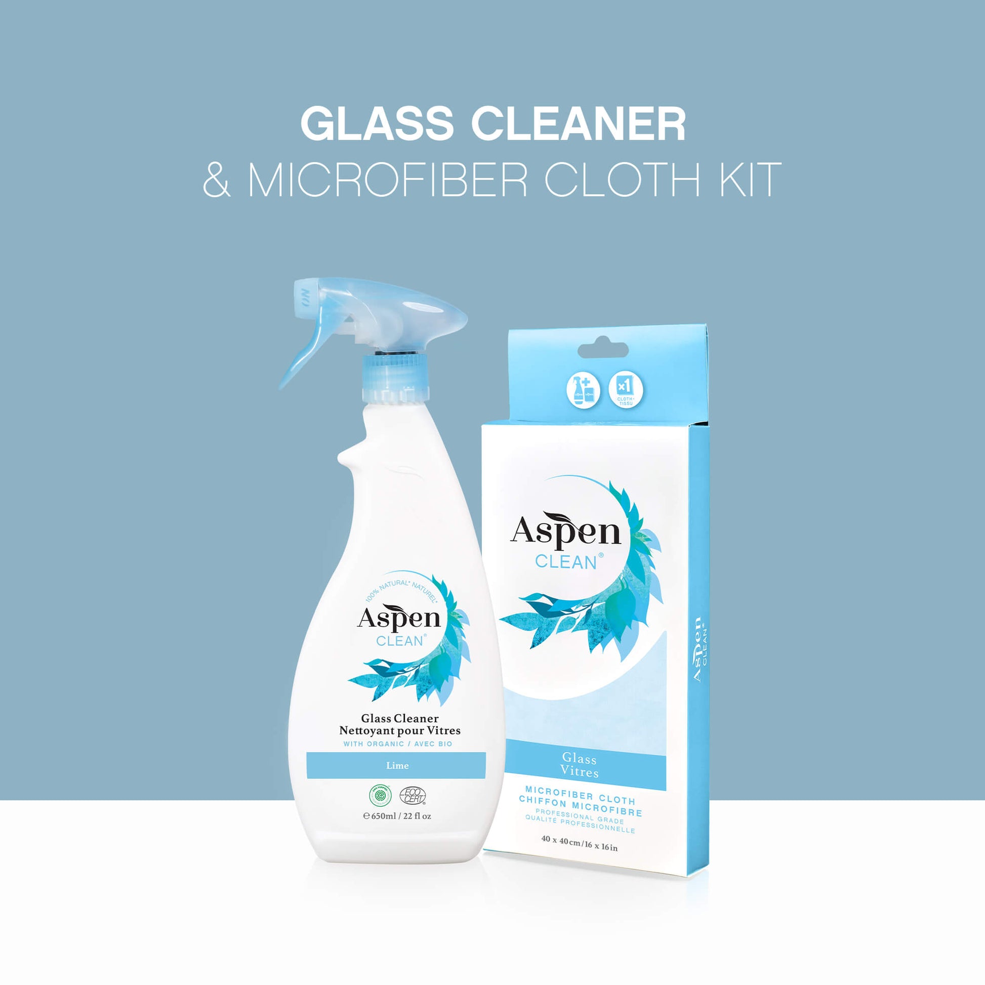 Glass Cleaner and Microfiber Cloth Kit