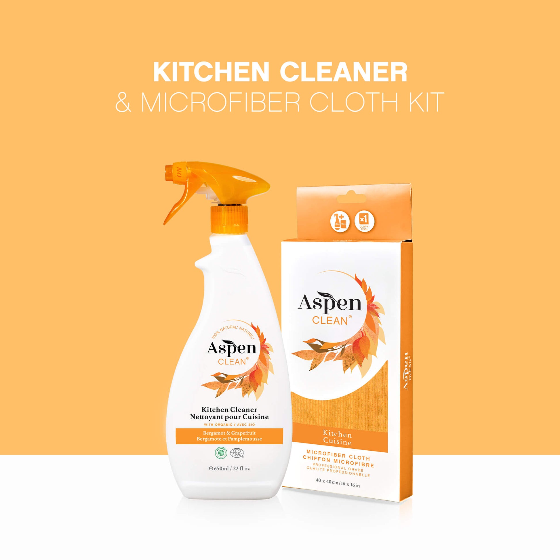 Kitchen Cleaner and Microfiber Cloth Kit