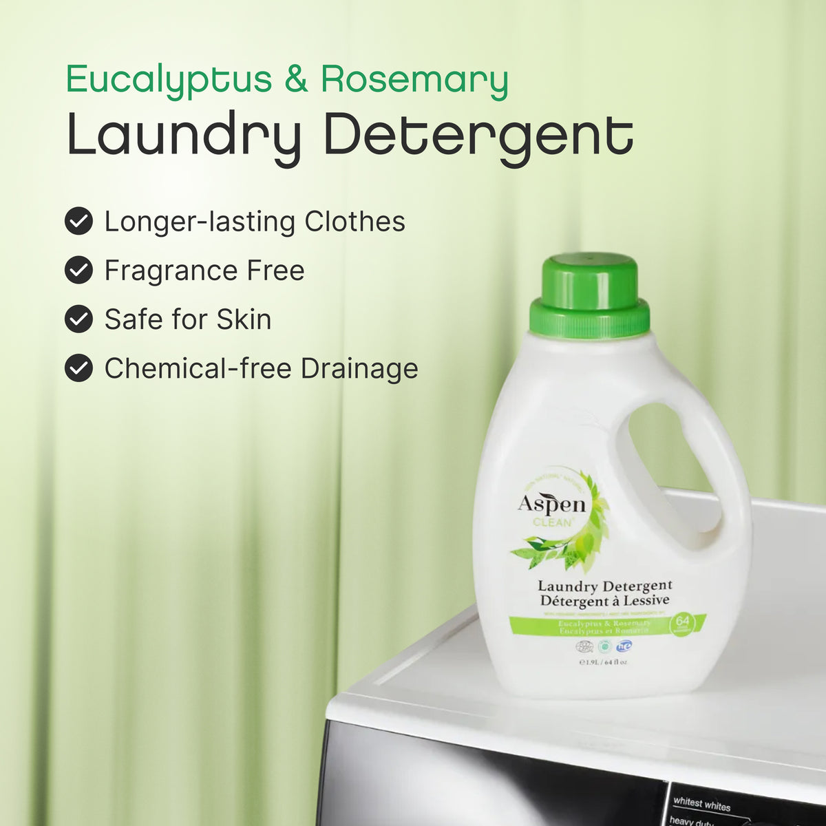 Laundry Detergent Eucalyptus & Rosemary features