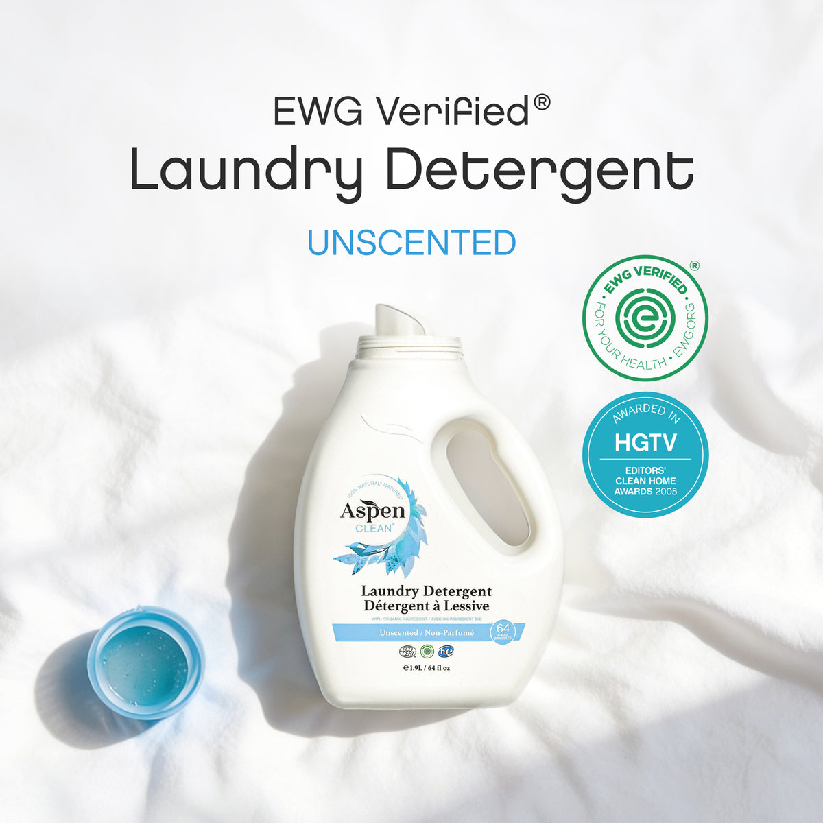 EWG Verified Laundry Detergent Unscented AspenClean