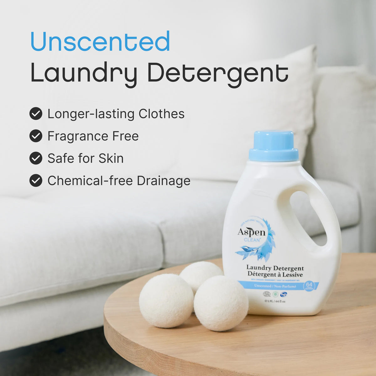 Unscented Laundry Detergent features