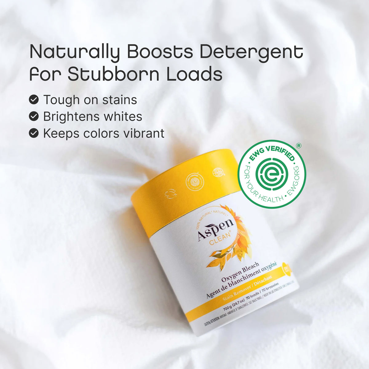 Aspenclean Oxygen Bleach Naturally Boosts Detergent for Stubborn Loads