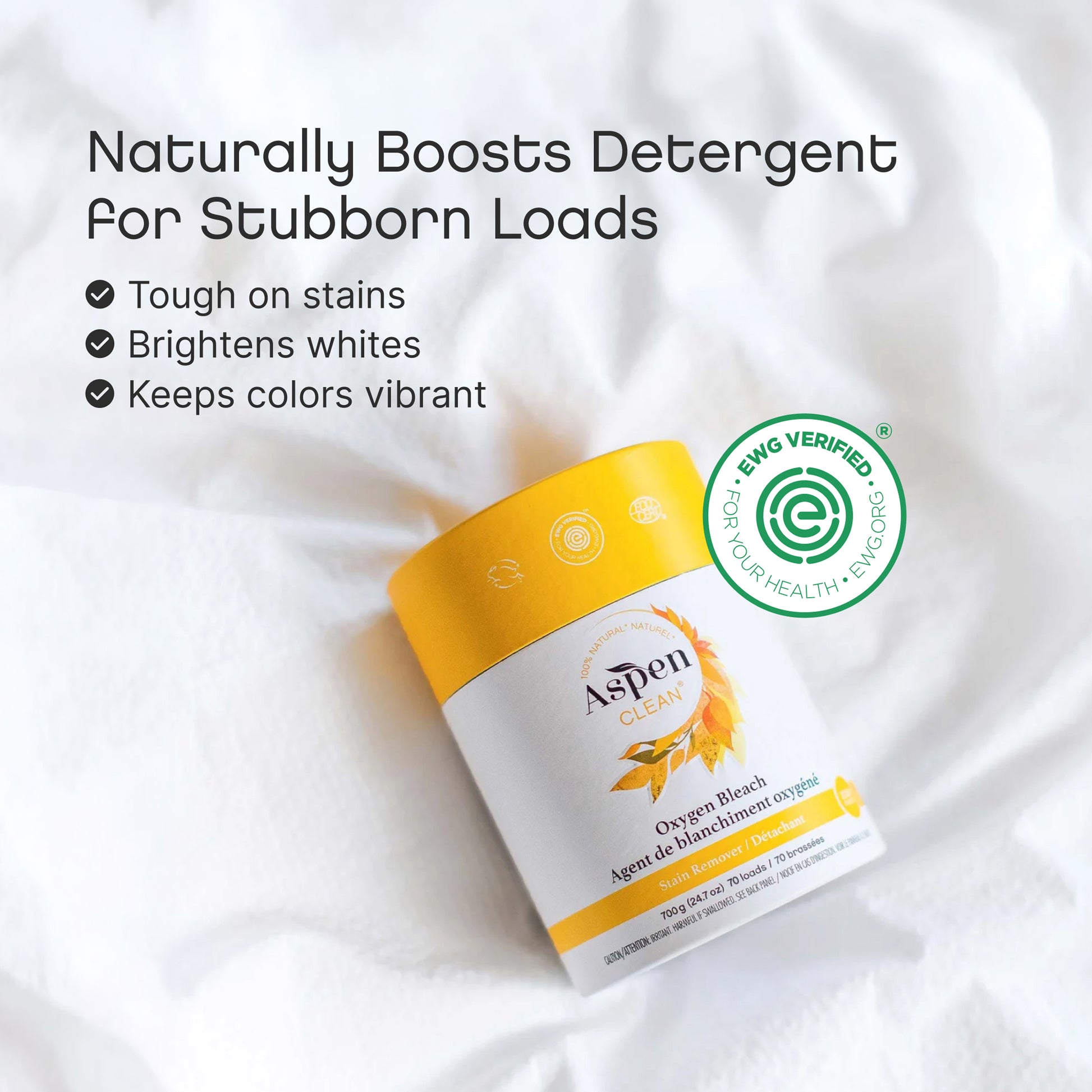 Aspenclean Oxygen Bleach Naturally Boosts Detergent for Stubborn Loads