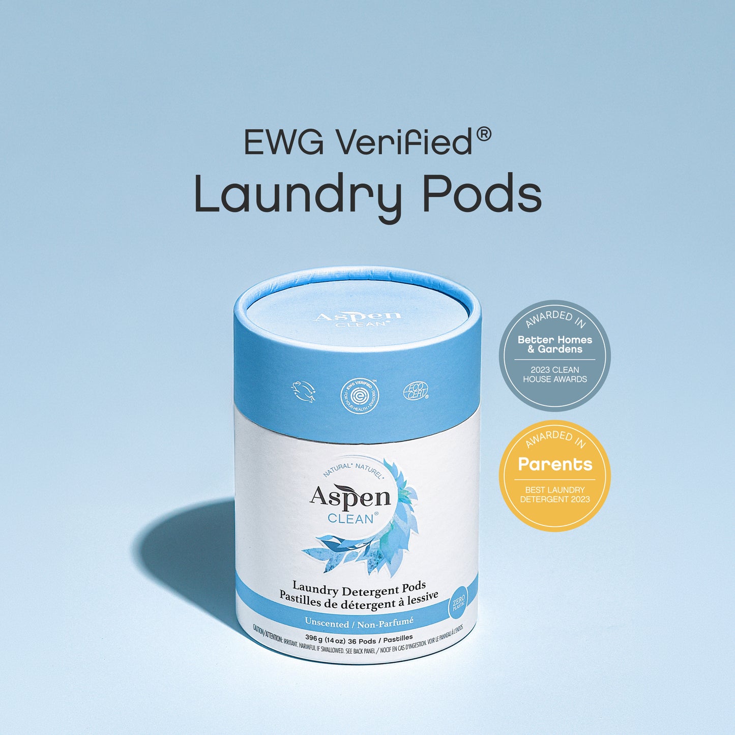 AspenClean EWG Verified Unscented Laundry Pods