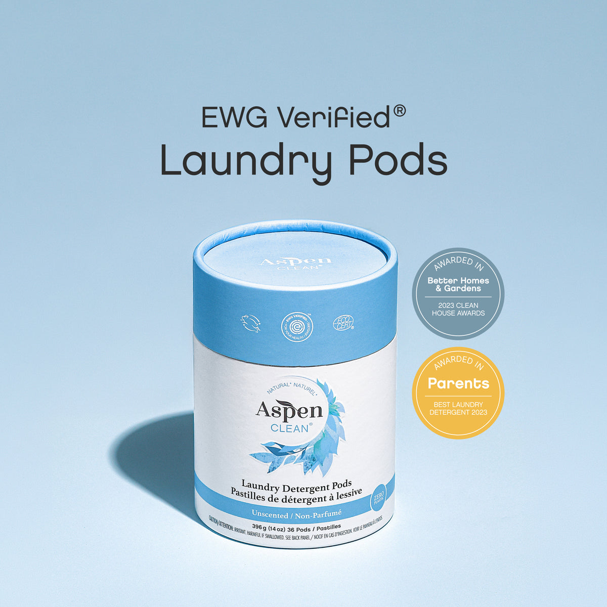 AspenClean EWG Verified Unscented Laundry Pods