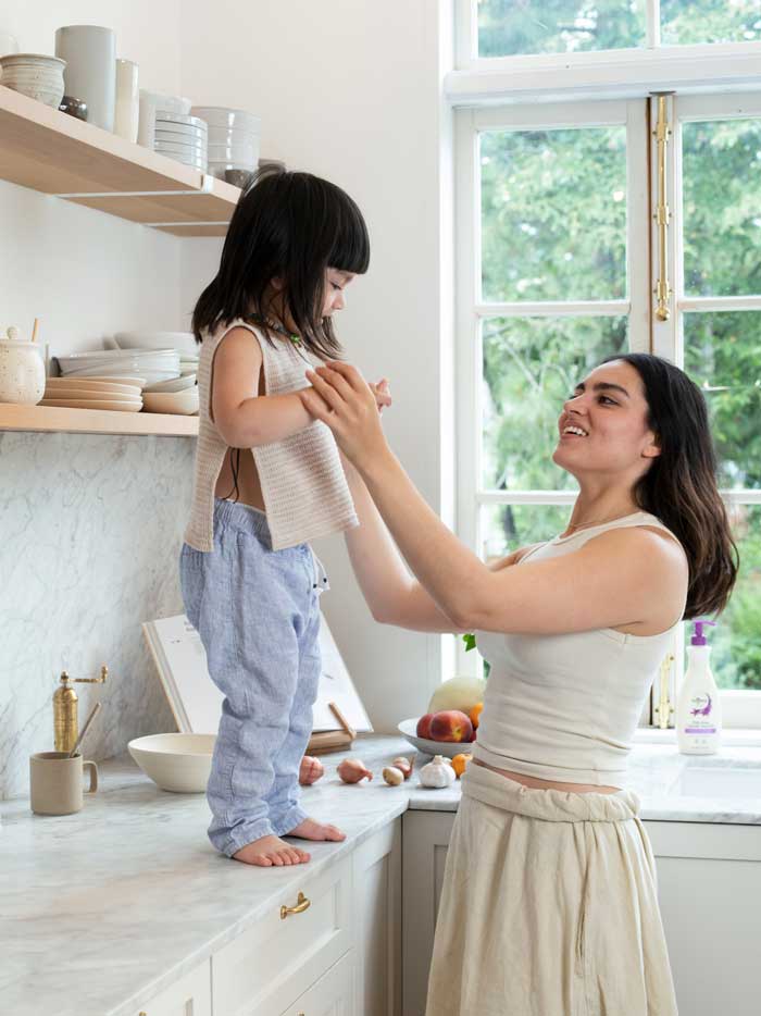 Mother and her son dish soap AspenClean