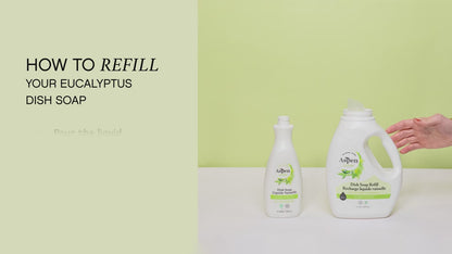 Learn to refill your AspenClean Eucalyptus Dish Soap effortlessly in only 2 steps! Watch how quickly and convenient it is to keep your kitchen eco-friendly and your dishes smelling fresh.