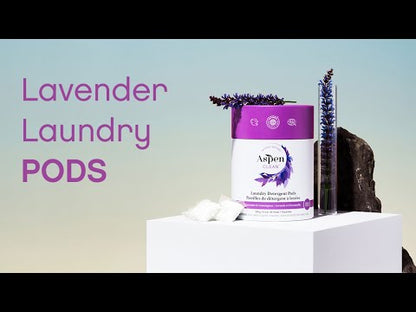 Aspen Clean Plastic Free Laundry Pods with Lavender Lemongrass Organic essential oils, Video promo Lavender pods